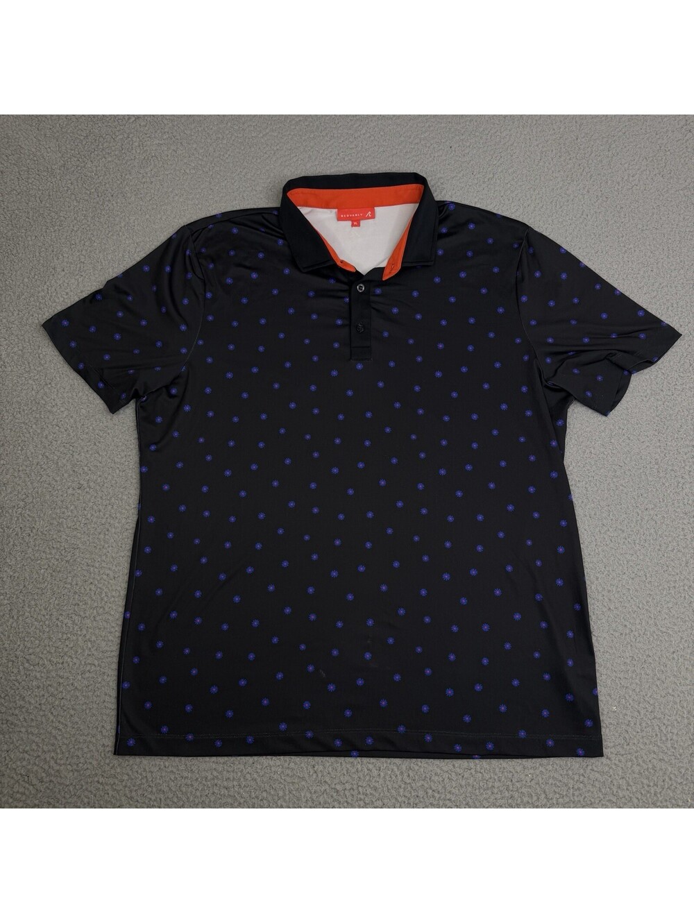 Redvanly Polo Shirt Mens XL Geometric Floral Performance Golf Stretch Casual